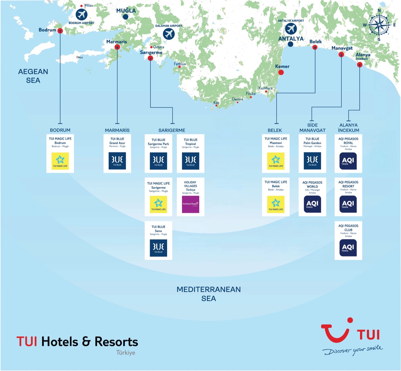 TUI Hotels & Resorts Türkiye Haritası
